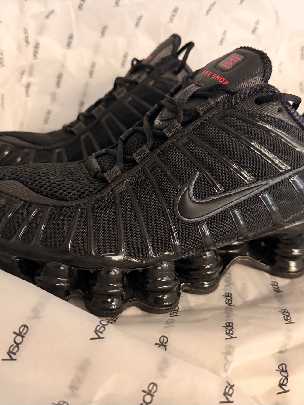 Nike Shox TL Shoes - Black with Red Accents